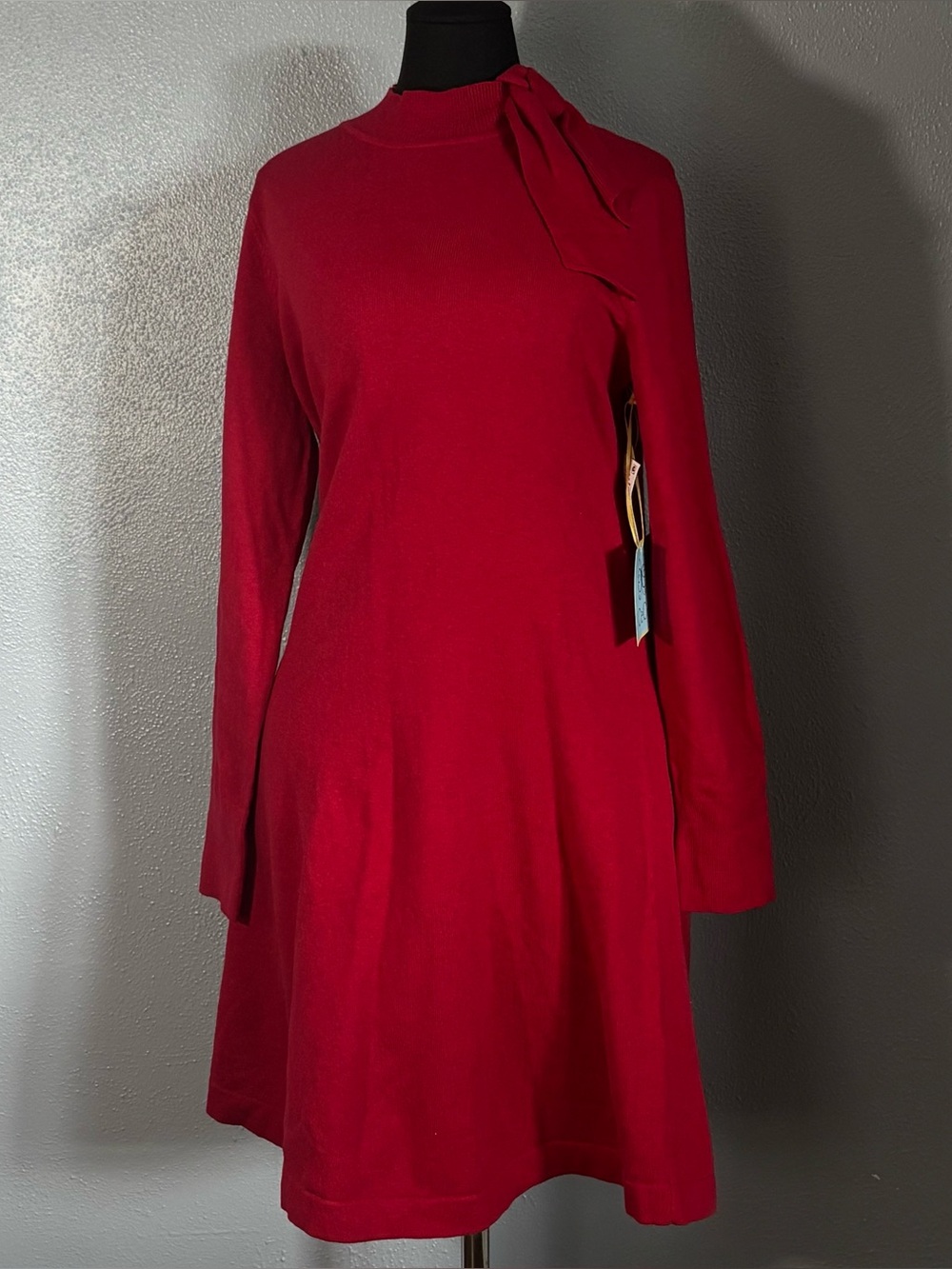 NWT Cece Bright Red Long Sleeve Knit Dress Womens Size S